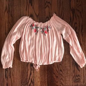 Hollister Pink Off Shoulder Floral Top (Small)